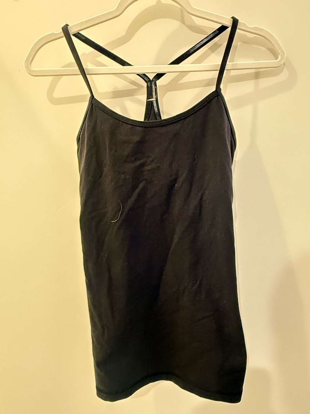 Lululemon Power Y Luon Tank Top Size 8 Black with Shelf Bra